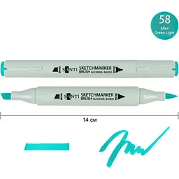 Набір спиртових маркерів Santi Brush SA-58 м'ятний 6 шт. (390973) - мініатюра 2