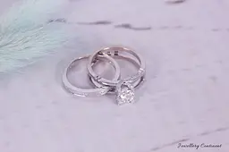Подвійна каблучка з білого золота з фіанітами 18 K-0264 - мініатюра 4