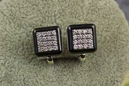 Сережки Xuping Jewelry віконце з чорною керамікою 10 мм сріблясті - мініатюра 2