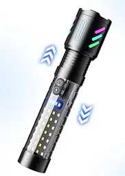 Ліхтар ручний акумуляторний COBA CB-519D Світлодіодний ручний ліхтарик із підсвіткою 5 режимів роботи з індикатором заряду Чорний - мініатюра 4