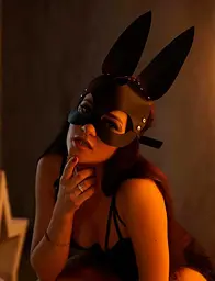 Маска зайчик Playboy для рольових ігор з екошкіри One size Чорна - мініатюра 4
