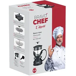Френч-прес Bravo Chef L'Appetit 800 мл чорний (BC-7302-800) - мініатюра 5