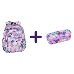 Набір: Рюкзак CoolPack Jerry White Bunny (F029833) + Пенал на блискавці CoolPack Campus Tie Dye з органайзером для ручок 23x9x5 см (F062912)