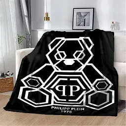 Плед плюшевий на подарунок 3D Philipp Plein Чорний 160х200 см 160 см, 135 см