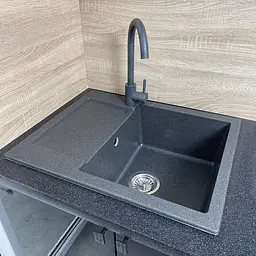 Adamant Набір кухонний Minimal, штучний камінь, прямокутний, з крилом, 615х495х200мм, чаша - 1, врізна, графіт + змішувач та дозатор - мініатюра 2