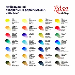 Набір акварельних фарб CLASSIC металевий пенал Індіго 28кол. х 2.5 мл кювета Rosa Gallery - мініатюра 4