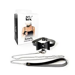 Чокер з повідцем Art of Sex - Butterfly чорний Art of Sex SX2343 100694 - мініатюра 1