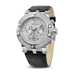 Наручний годинник Seculus 4490.2.503 white, ss stones, black leather