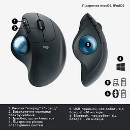 Мишка бездротова Logitech M575 Ergo 910-006221 Graphite - мініатюра 7