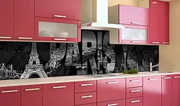 Вініловий кухонний фартух Париж наклейка для кухні ПВХ місто в тексті Архітектура Чорний Happy Pocket Z181666 - мініатюра 2