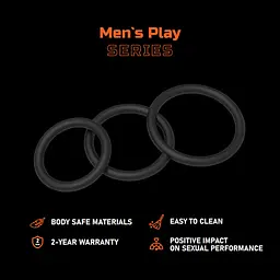 Набір ерекційних кілець Erospace Men's Play B7 3 шт. чорний - мініатюра 2