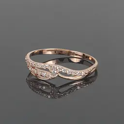 Каблучка з червоного золота з фіанітами 18 K-0115