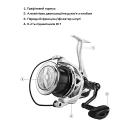 Котушка Brain Apex SW 10000 9+1BB - мініатюра 6