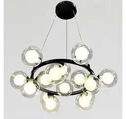 Підвісна люстра Artlight 1102/15BK з 15 скляними плафонами G9, чорна, від 13-20 м² - мініатюра 2