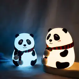 Нічник дитячий силіконовий Панда LOSSO світлодіодний світильник RGB 1200 мАч White (18966) - мініатюра 6