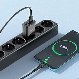 Адаптер + кабелі мережевий зарядний пристрій HOCO Type-C Cable Star round dual port charger set C88A чорний - мініатюра 4