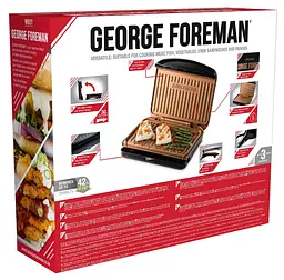 Гриль George Foreman 25811-56 Fit Grill Copper Medium 1630 Вт антипригарне покриття чорний мідь (25811-56) - мініатюра 7