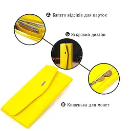 Яскраве жіноче портмоне з натуральної шкіри флотар Canpellini 21697 жовте - мініатюра 8