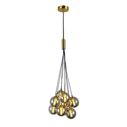 Люстра стельова Levistella 800P1023-9 (40) SM G9, G9, 9 ламп, бронзовий метал, чорний скляний плафон, сучасний стиль для дому - мініатюра 2