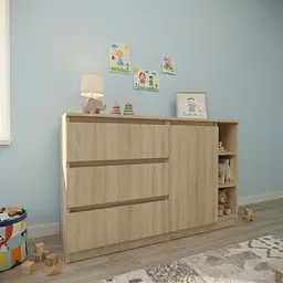 Комод на 3 шухляди з відкритою нішею Дуб Сонома - мініатюра 2