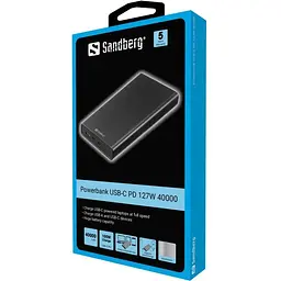 УМБ Sandberg 40000mAh 127W 20В/5А, PD, PowerThru, USB-A, 2хUSB-С Black (420-63)