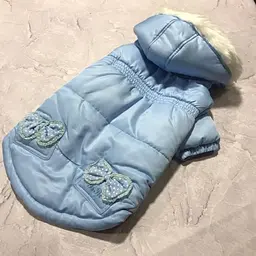 Зимова куртка для собак Бантики на спинці, з капюшоном, блакитна XL Is Pet zoo0006186 - мініатюра 2