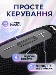 Портативна Bluetooth колонка 20 Вт з басом і LED-підсвіткою 25×10,8×10,7 см чорна (49676165) - мініатюра 6