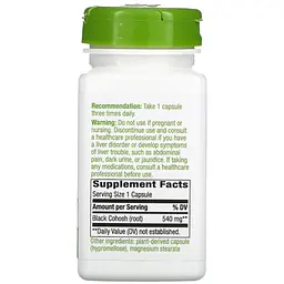 Клопогон Nature's Way Black Cohosh 540 мг 100 вегетаріанських капсул (NWY10500) - мініатюра 2
