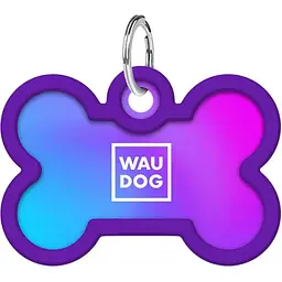 Адресник для собак і котів Waudog Smart ID з QR паспортом Градієнт фіолетовий 4х2.8 см - мініатюра 2