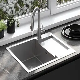 Кухонна мийка Rea Paul 600x480 мм nickel brushed ZLE-06009 - мініатюра 4