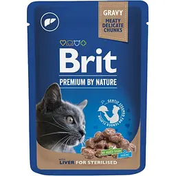 Вологий корм Brit Premium Cat pouch для стерилізованих котів печінка 100 г