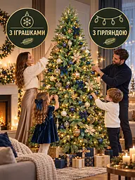 Лита штучна ялинка РЗ21 Кришталь 210 см з густою хвоєю на металевій підставці, зелена (49676492) - мініатюра 9