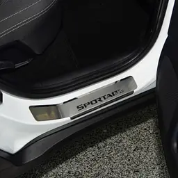Накладки на пороги для Kia Sportage IV 2015-2021 Нержавіюча сталь із загином та Логотипом 4 шт (Premium P-KI27) - мініатюра 2