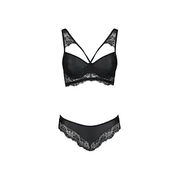 Комплект із еко-шкіри з мереживом Passion Loona Set black L/XL - мініатюра 5