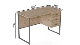Комп'ютерний стіл Ferrum-decor Гаррі 75x140x70 сірий ДСП Дуб Сан-Марино 16мм (FRD-101484) - мініатюра 3