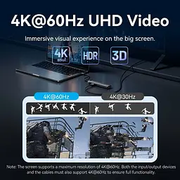 Док-станція USB3.2 Type-C --> HDMI 60Hz/USB 3.0x2/RJ45/SD/TF/3.5mm/PD 100W Hub 9-in-1 Vention - мініатюра 5