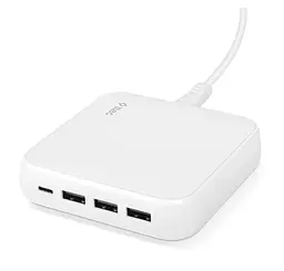 Мережевий зарядний пристрій Ttec SmartCharger Quattro GaN USB-C/USB-A 65W White 2SCG02B