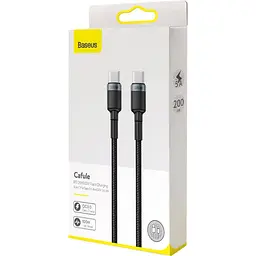 Кабель Baseus Cafule Metal USB-C to USB-C 100W 2m Gray/Black (CATKLF-ALG1) [75256] - мініатюра 6