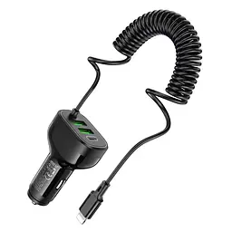 Автомобільний зарядний пристрій Hoco NZ11A 2USB/ Type-C PD 30W чорний + кабель Lightning - мініатюра 7