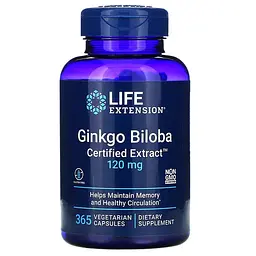 Натуральна добавка Life Extension Ginkgo Biloba Certified Extrac 120 mg, 365 вегакапсул