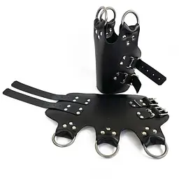 Поножі манжети для підвішування за ноги Art of Sex Leg Cuffs For Suspension з натуральної шкіри, чорні - мініатюра 2