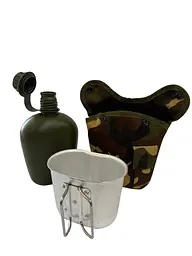 Фляга Solve NATO тактична з утепленим чохлом і алюмінієвою чашкою 1 л Woodland KT6004020