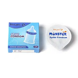 Насадка на член Recare Spike Condom Blue (презерватив з шипами) - мініатюра 4