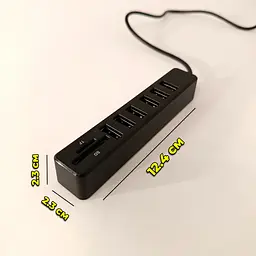 USB хаб (6 x USB, 1 x microSD/TF, 1 x SD/SDHC/SDXC). Довжина шнура 90 см. - мініатюра 12