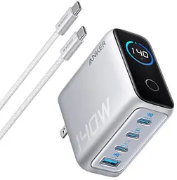 Зарядний пристрій ANKER Laptop GaN Charger 140W Smart з екраном PD 3.1 4 порти USB (B2697G41)