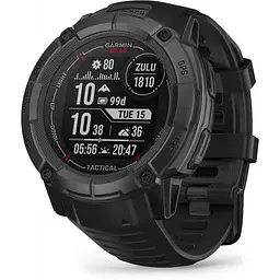 Тактичний годинник Garmin Instinct 2X Solar Tactical Edition - Black з чорним силіконовим ремінцем