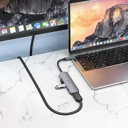 Хаб USB HOCO HB27 Type-C multi-function converter HDTV+USB3.0+USB2.0х2+PD Сірий - мініатюра 3