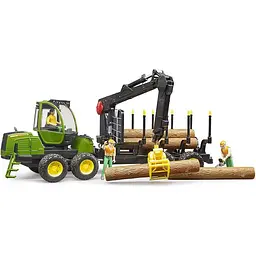 Іграшкова машинка Bruder Трактор John Deere 1210E з системою захоплення, причепом та колодами 1:16 (2133) - мініатюра 4