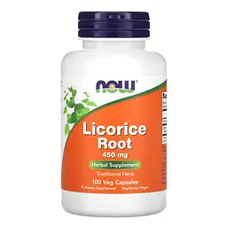 Солодка корінь (Licorice) Licorice Root 450 mg 100 Veg Capsules NOW vit0004915