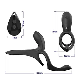 Вібраційне кільце - Erospace Men’s Play Vibrating Cock Ring With Clitoral & Taint Stimulation B11 - мініатюра 3